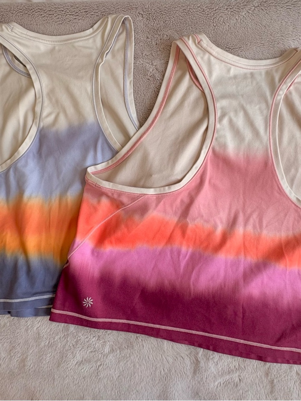 Athleta Shanti Tie-Dyed Sea Spray Crop Tank Top XL (Pair)
